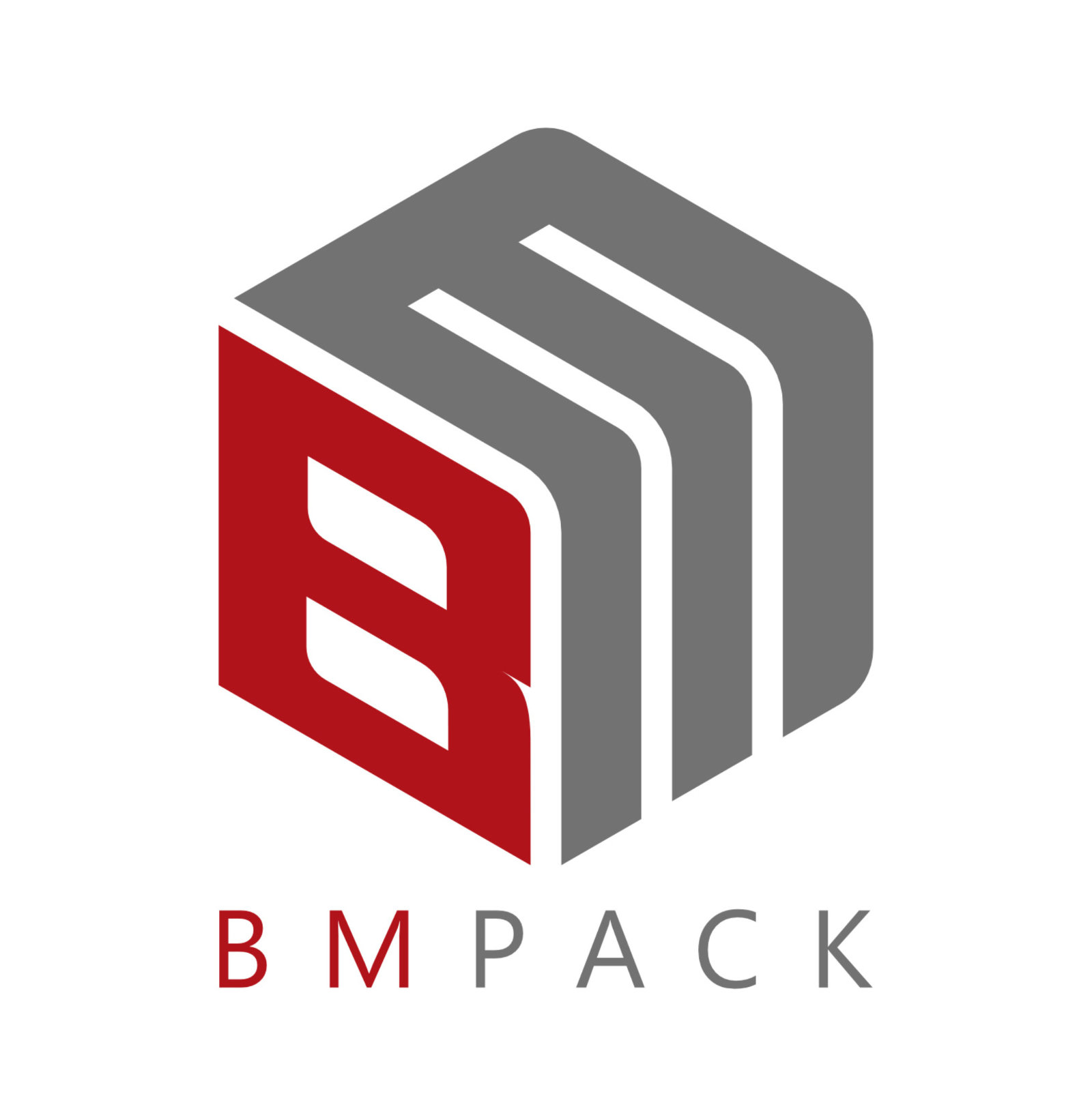A modern and minimalistic logo design featuring a 3d cube with a red and gray color scheme