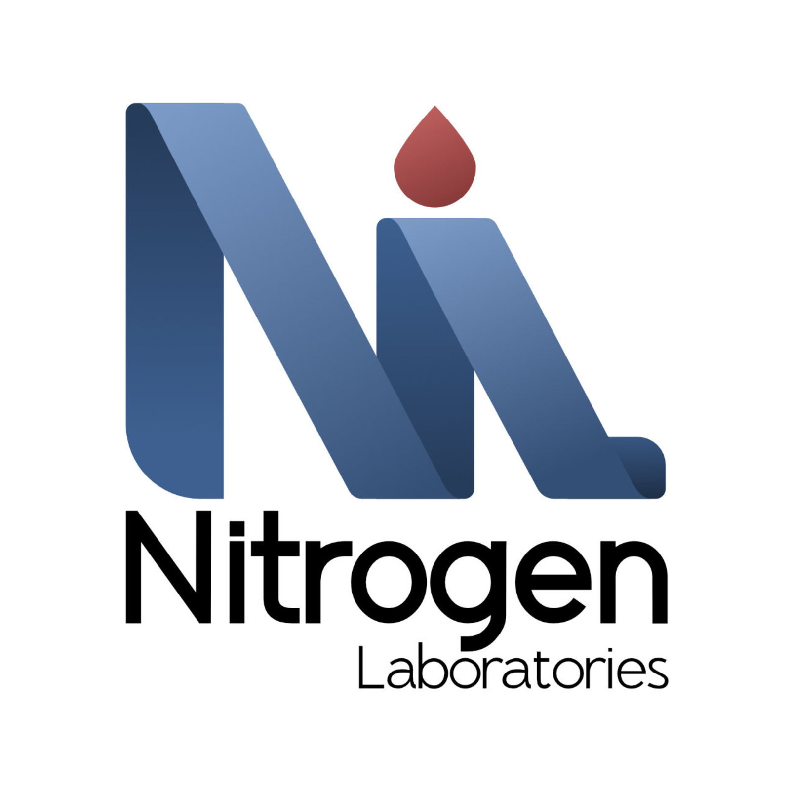 A logo for nitrogen laboratories with a drop of blood